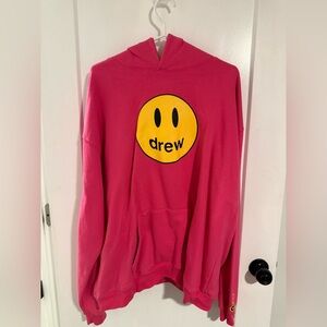 Pink Drew House Hoodie with Smiley Face